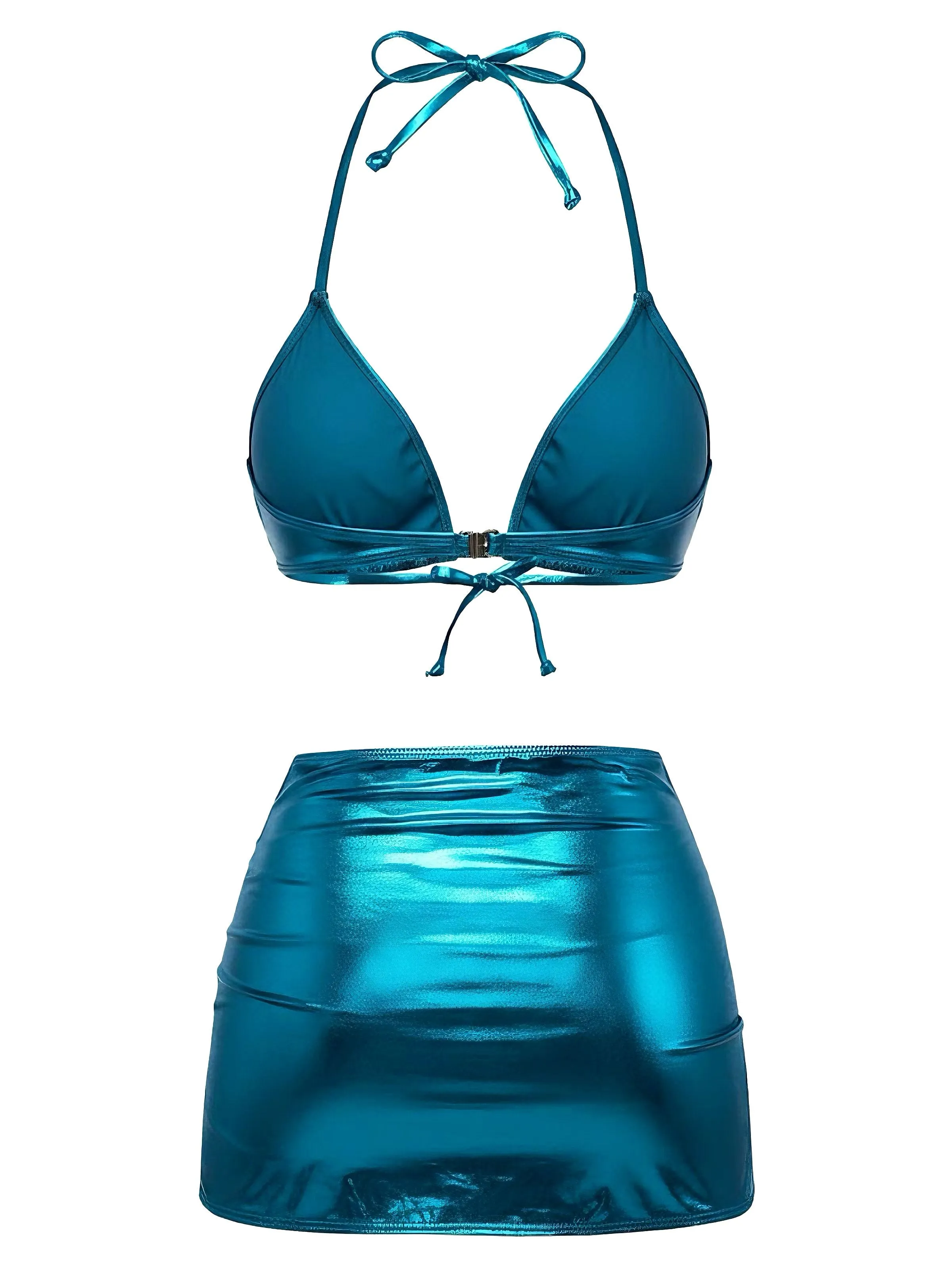 1970s Solid Halter Metallic Bikini Set sold by Retro Stage product image thumbnail 4