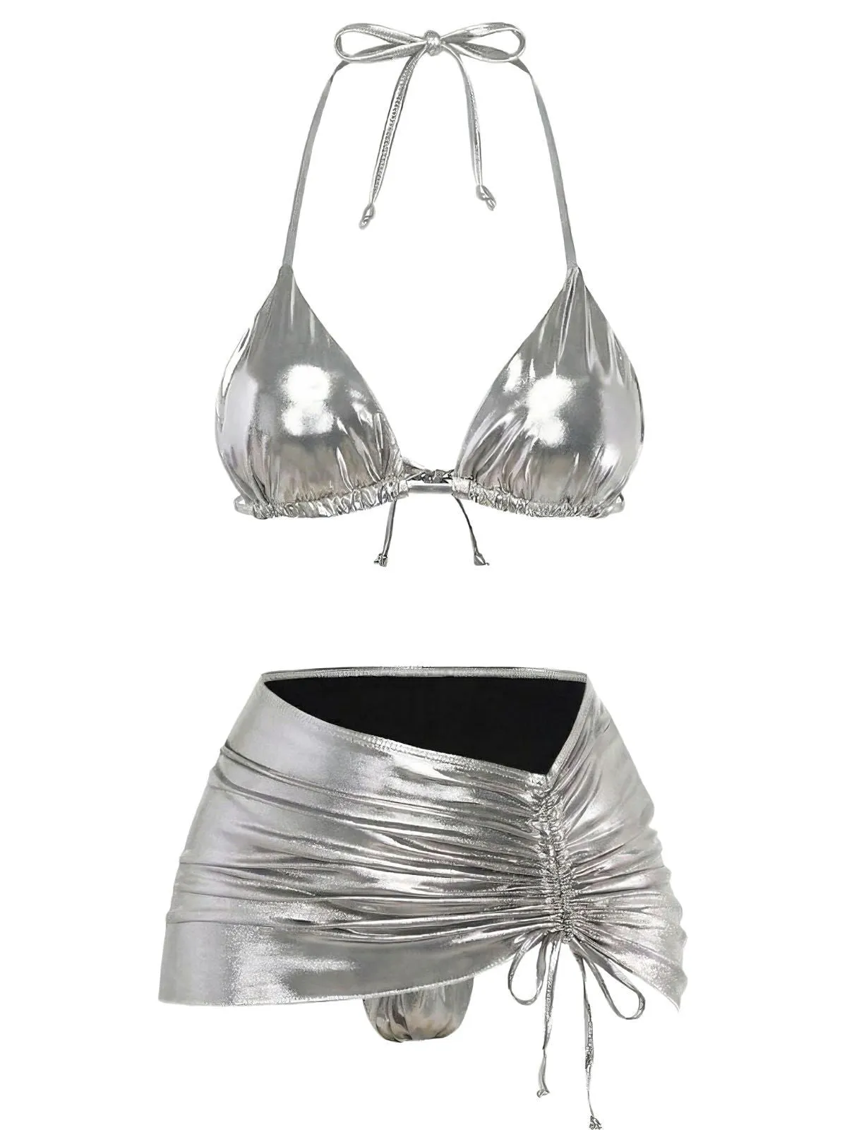 1970s Solid Halter Metallic Bikini Set sold by Retro Stage product image thumbnail 5