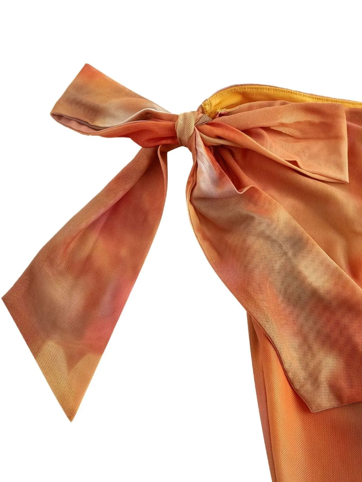 Orange 1970s One-Shoulder Mesh Asymmetrical Hem Dress sold by Retro Stage product image thumbnail 5