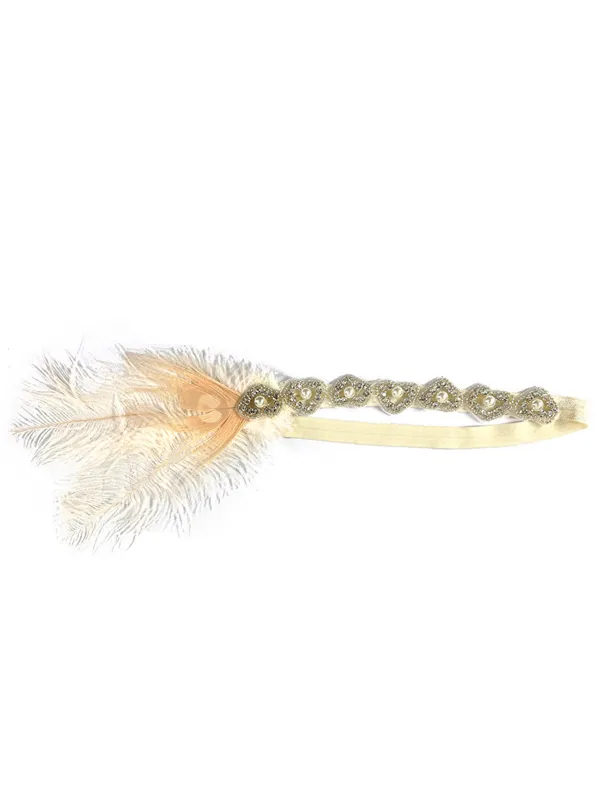 1920s Pearl Alloy Feather Hair Accessory sold by Retro Stage