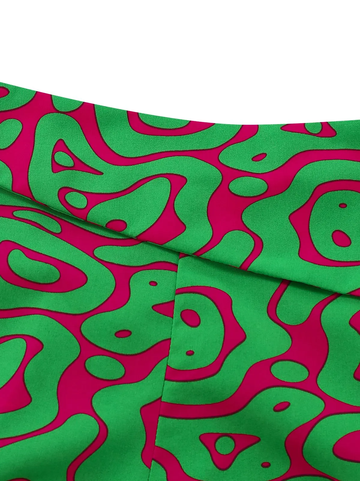 2PCS Green 1970s Button Abstract Print Cropped Top & Shorts sold by Retro Stage product image thumbnail 5