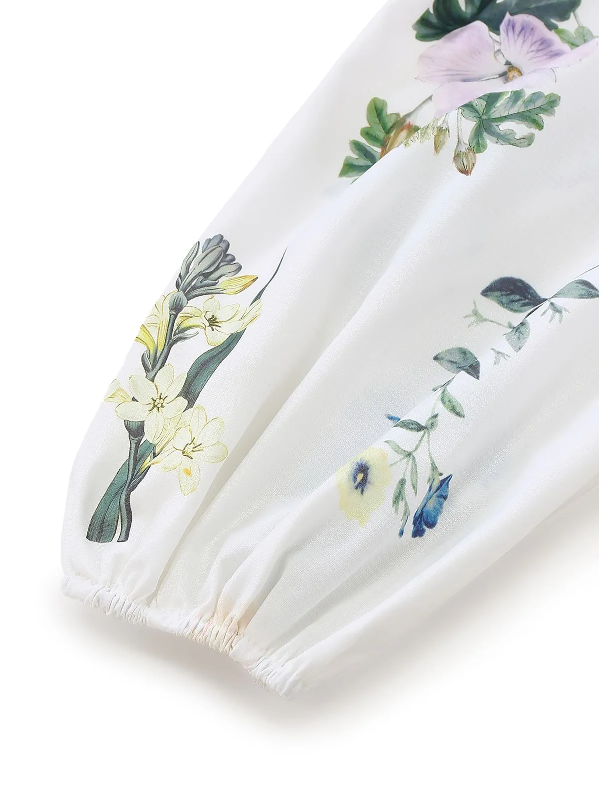 2PCS White 1960s Linen Floral Blouse & Shorts sold by Retro Stage product image thumbnail 5