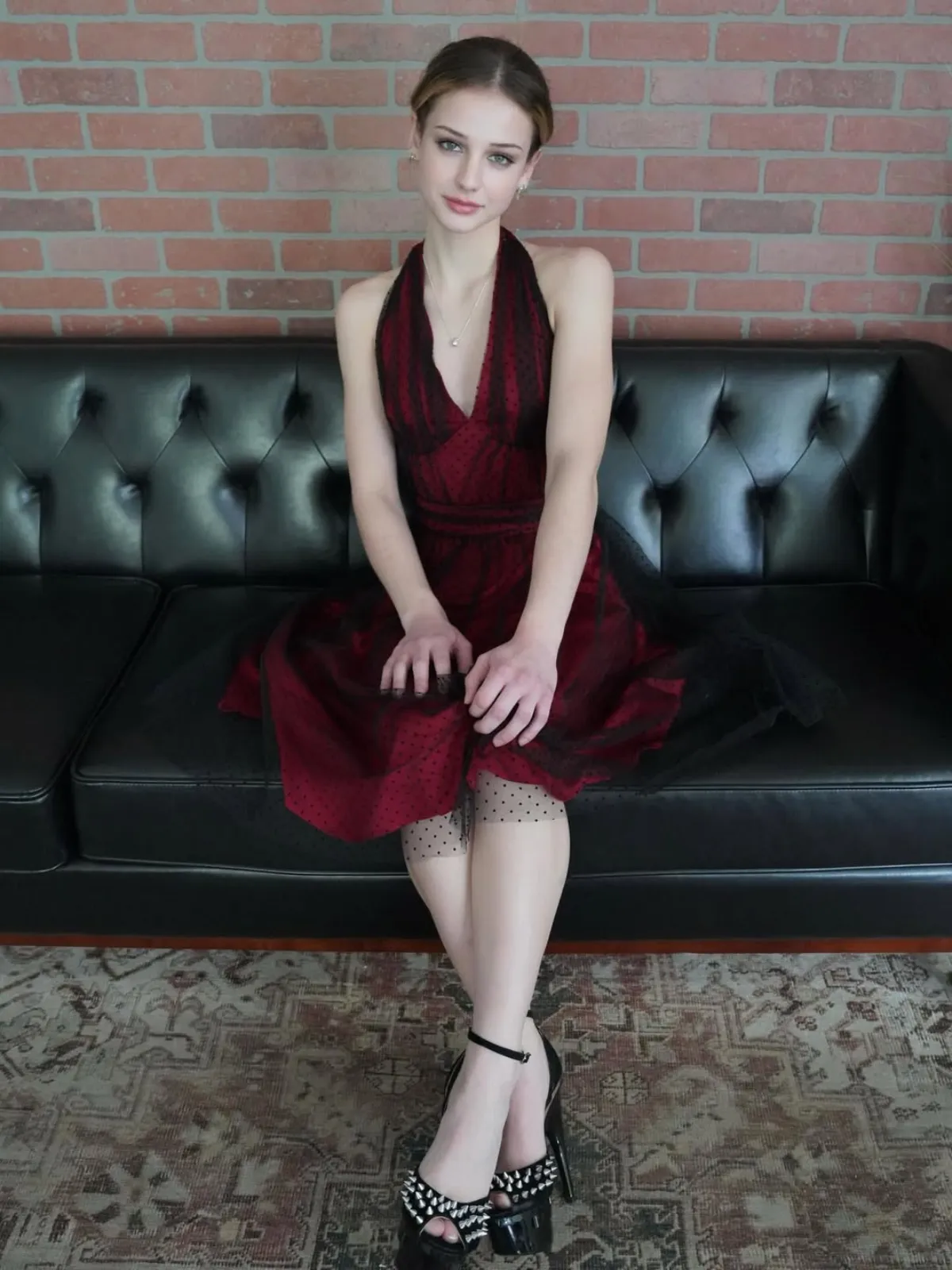 Red 1950s Dots Mesh Swing Dress sold by Retro Stage product image thumbnail 2