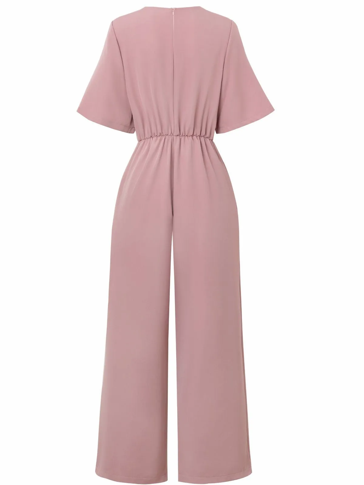 1940s Solid V-Neck Tie Short Sleeve Jumpsuit sold by Retro Stage product image thumbnail 3
