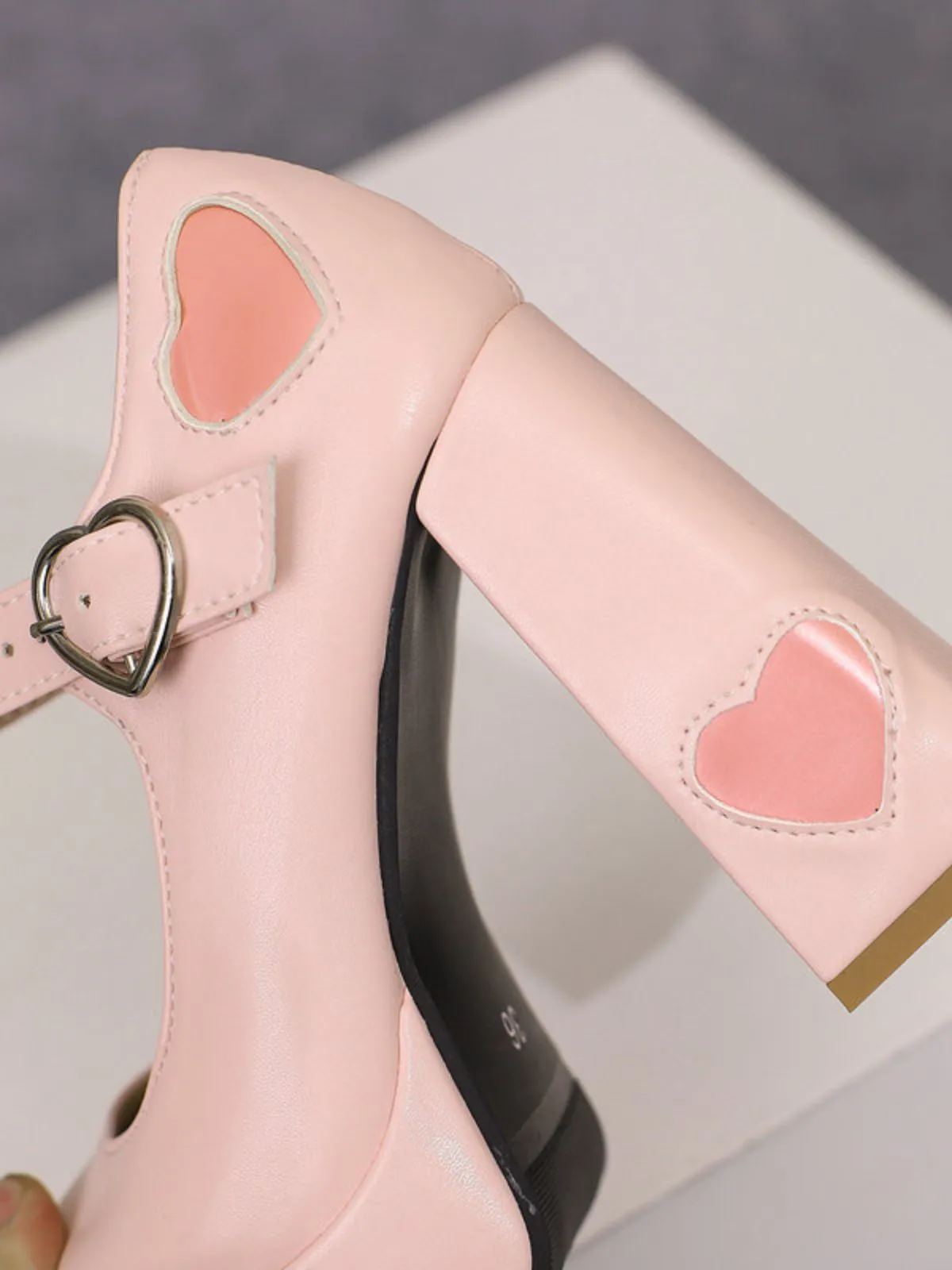 Vintage Heart Cut-Outs & Buckle Mary Jane High Heel Shoes sold by Retro Stage product image thumbnail 3