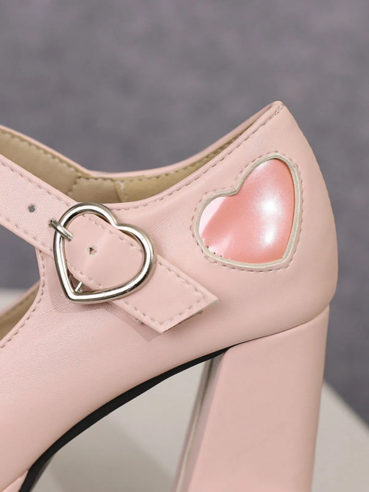 Vintage Heart Cut-Outs & Buckle Mary Jane High Heel Shoes sold by Retro Stage product image thumbnail 4