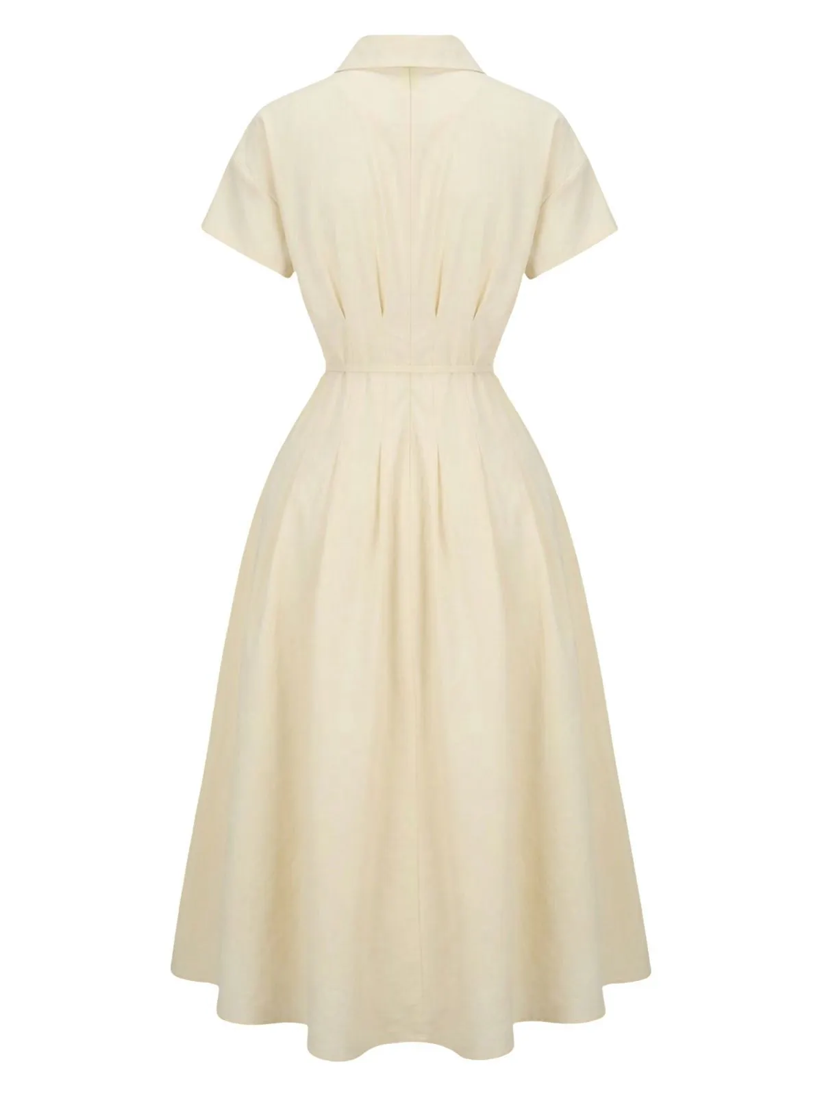 Yellow 1940s Waist-Tie Button Shirt Collar Dress sold by Retro Stage product image thumbnail 3