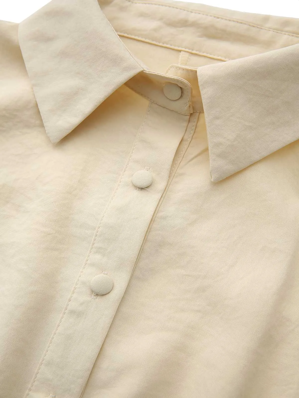 Yellow 1940s Waist-Tie Button Shirt Collar Dress sold by Retro Stage product image thumbnail 5