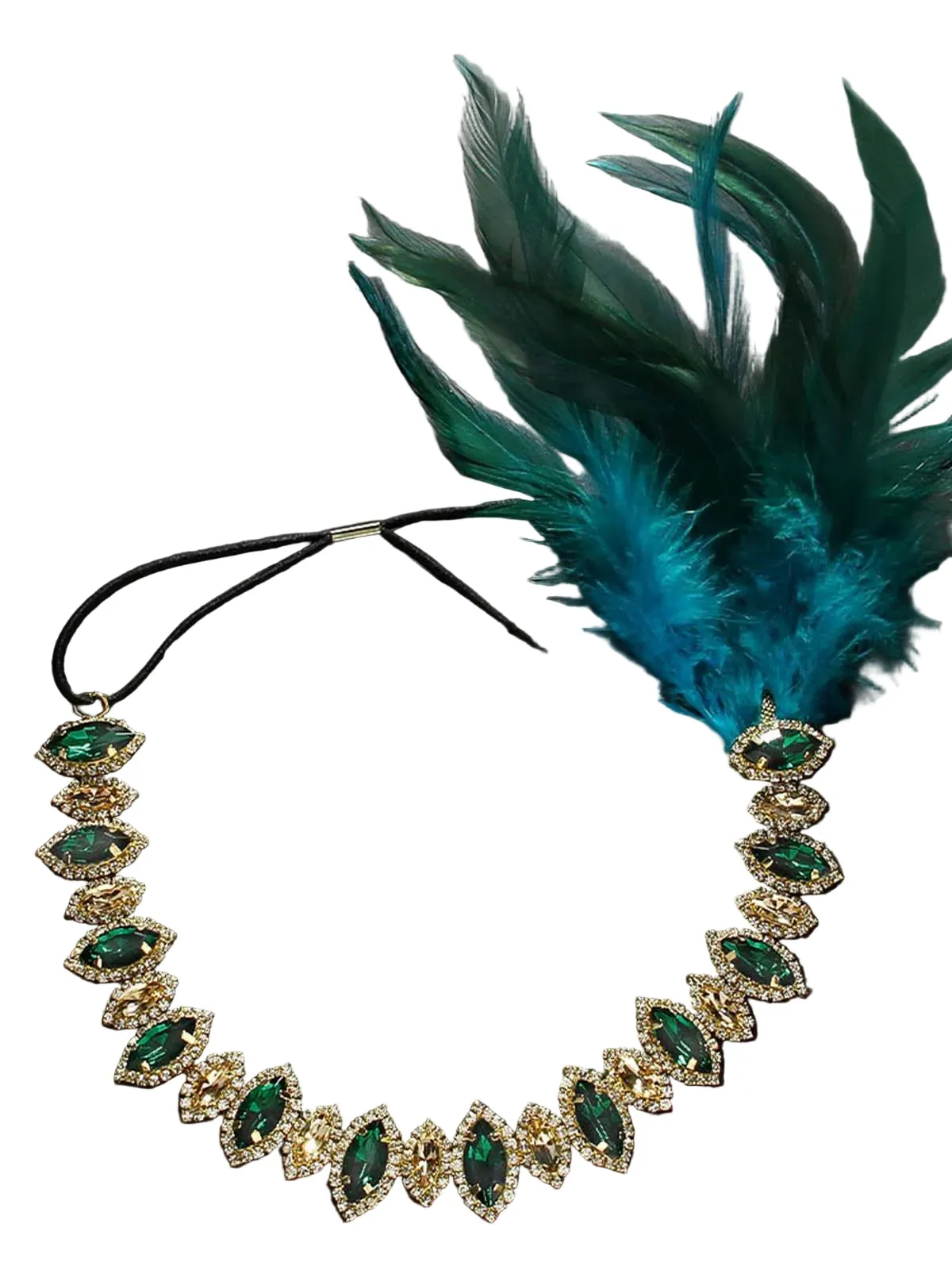 1920s Gatsby Peacock Feather Rhinestone Headband sold by Retro Stage product image thumbnail 2