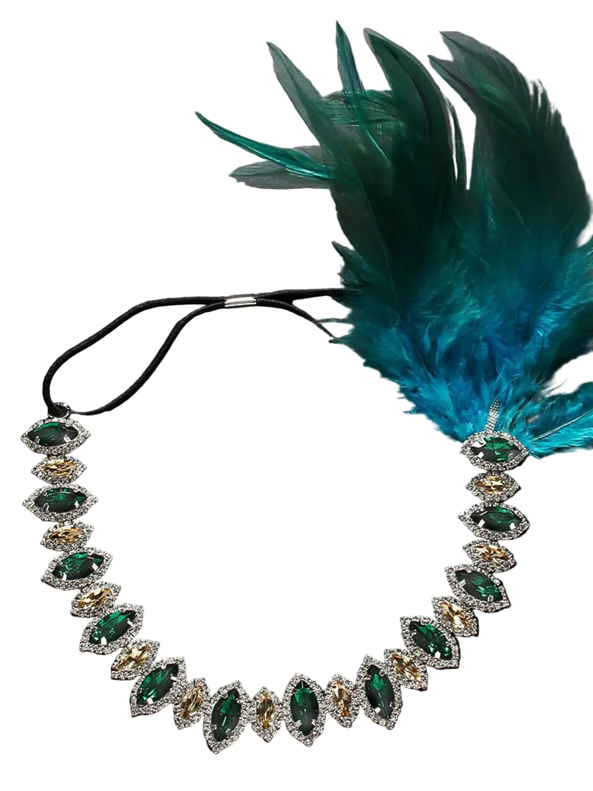 1920s Gatsby Peacock Feather Rhinestone Headband sold by Retro Stage product image thumbnail 3