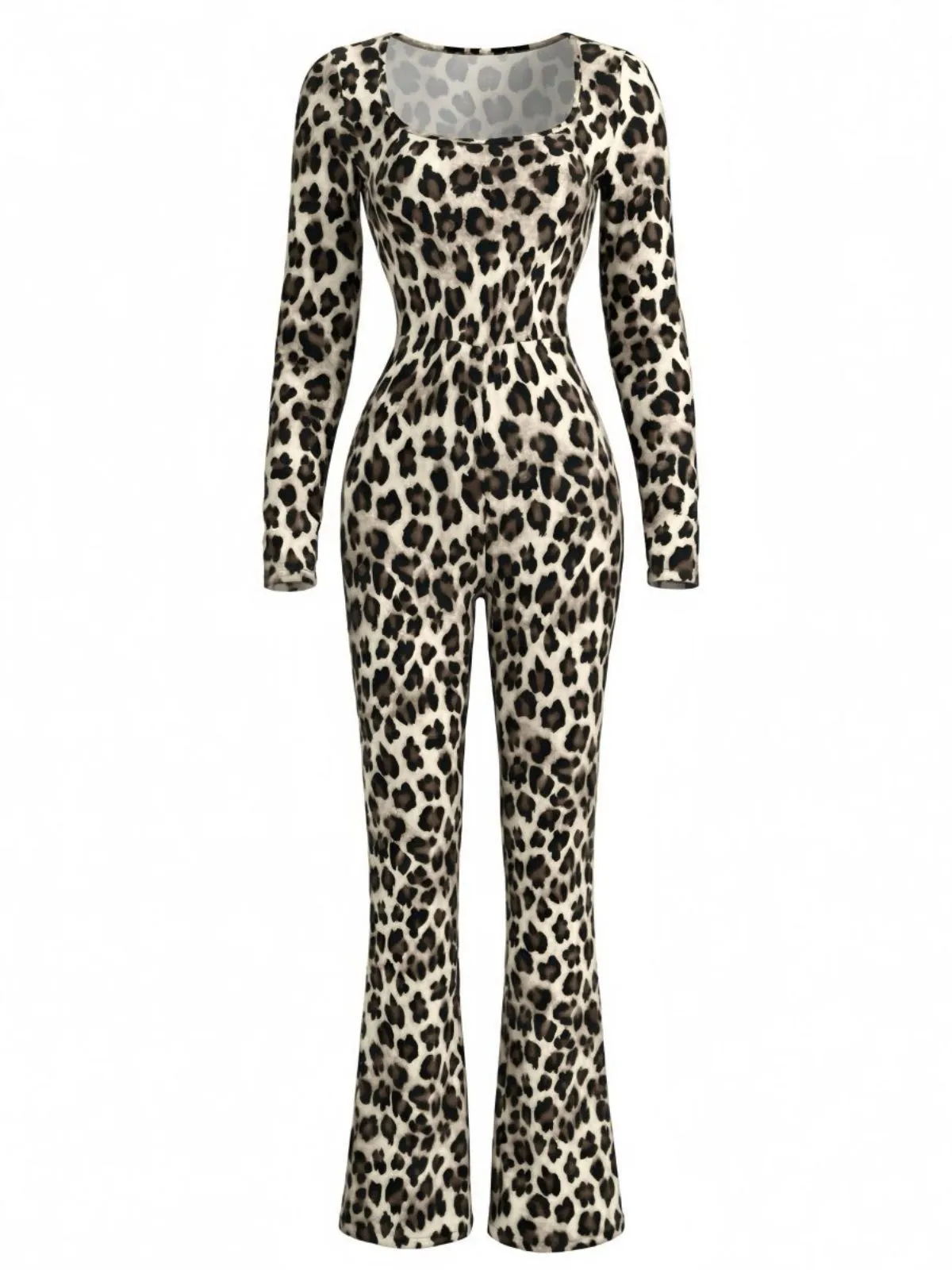 Brown 1980s Square Neck Leopard Jumpsuit sold by Retro Stage product image thumbnail 2