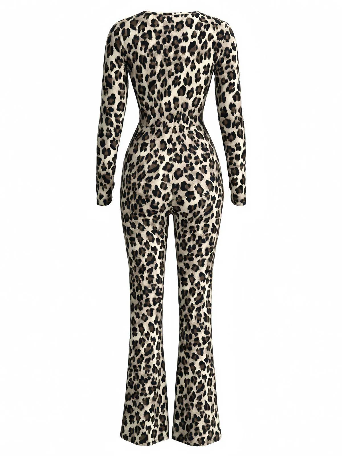Brown 1980s Square Neck Leopard Jumpsuit sold by Retro Stage product image thumbnail 3