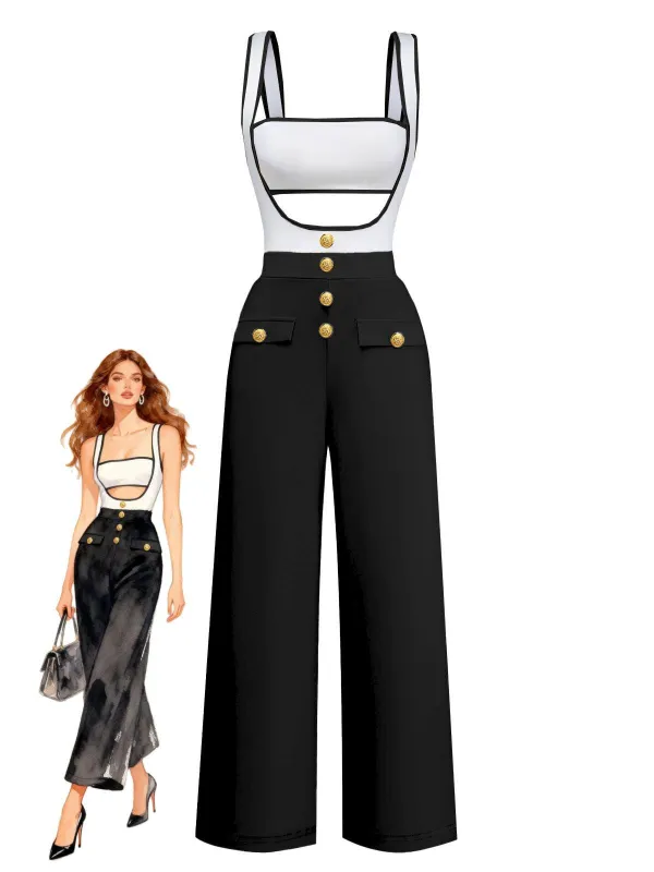 1950s Strapless Cut-Out Patchwork Jumpsuit Set made by Retro Stage