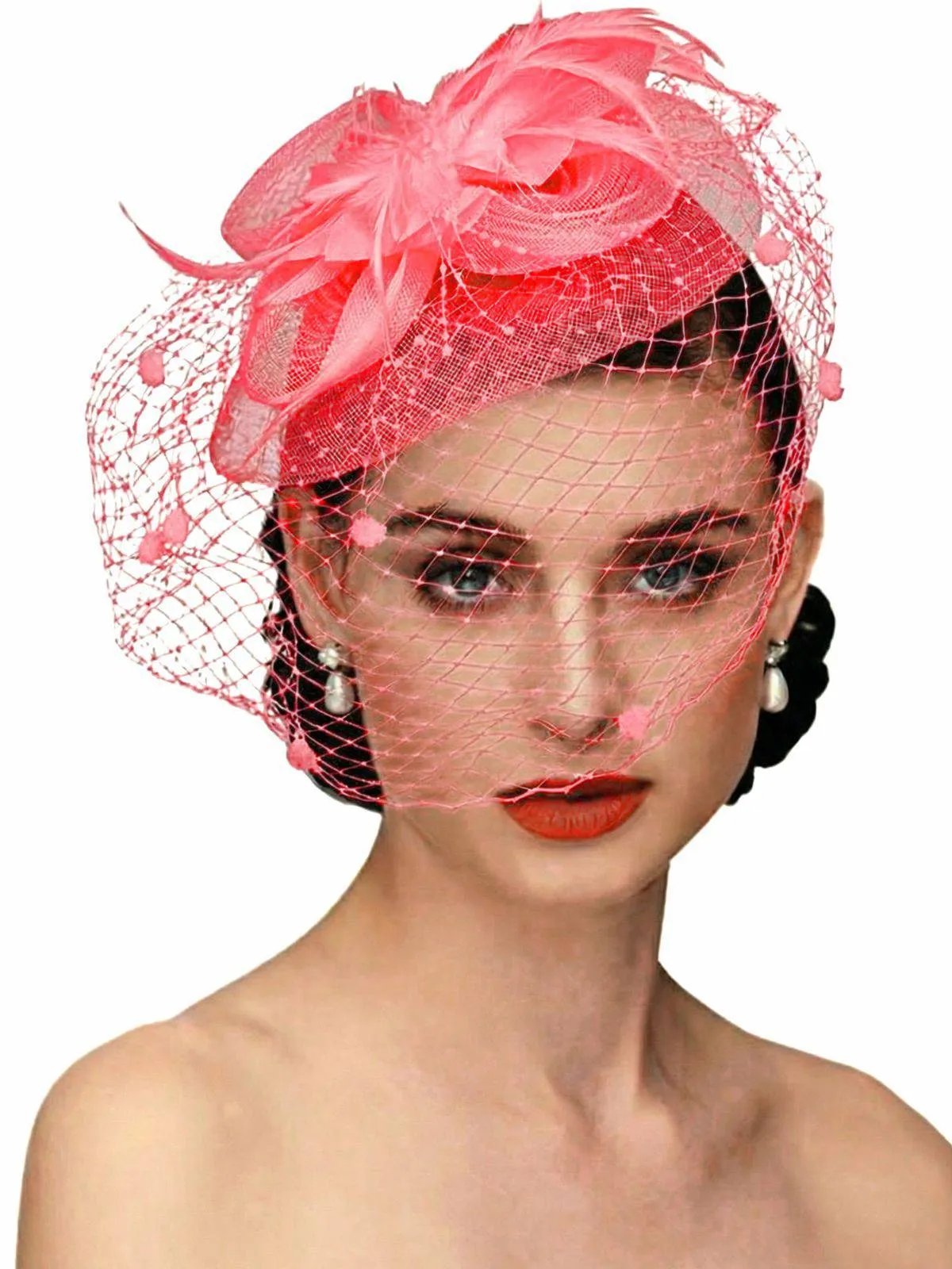 Vintage Mesh Feather Bow Hair Accessories sold by Retro Stage product image thumbnail 2