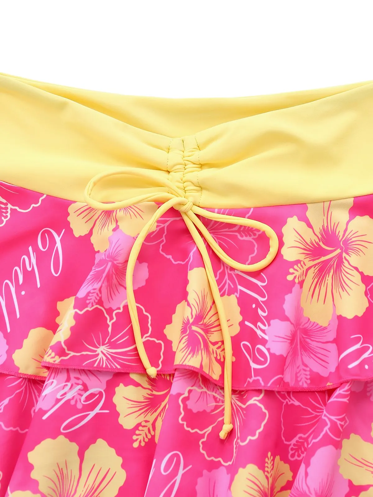 Pink 1960s Floral Print Tie-Front Layered Bikini Set sold by Retro Stage product image thumbnail 5