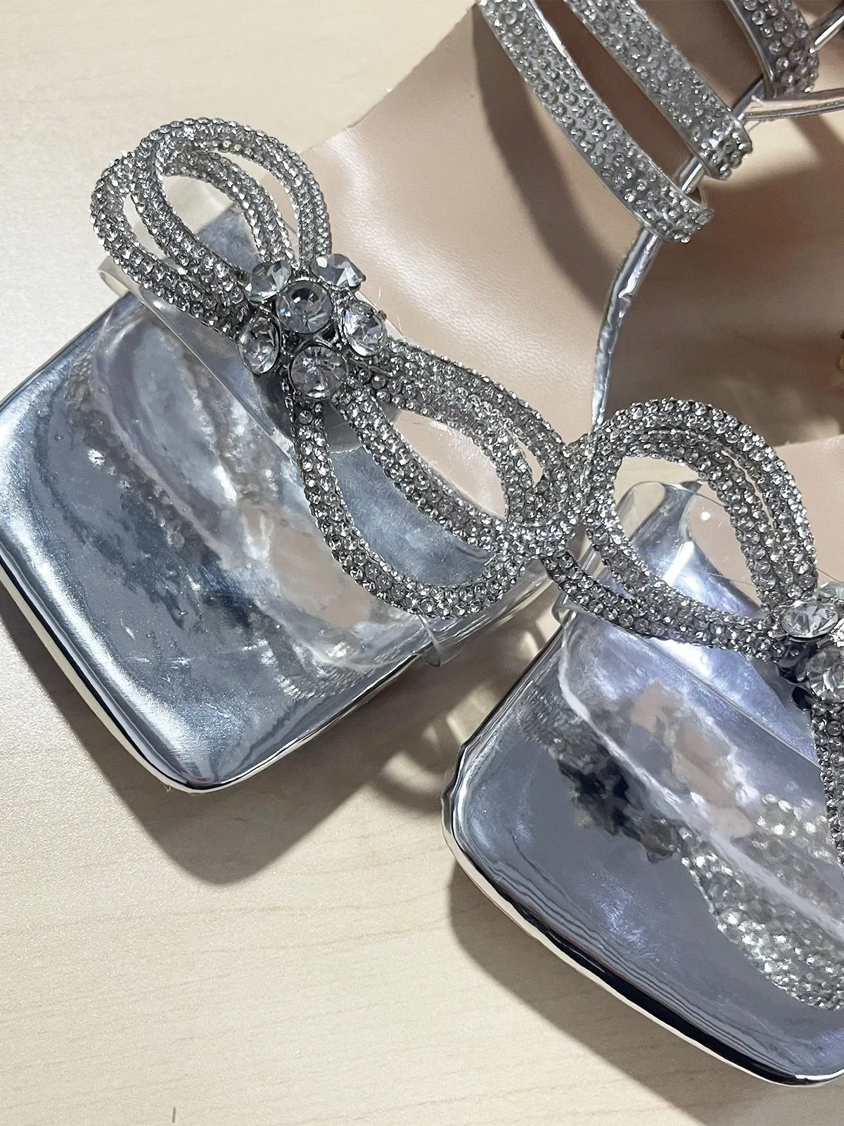 Silver Rhinestone Ankle Strap Heels sold by Retro Stage product image thumbnail 5