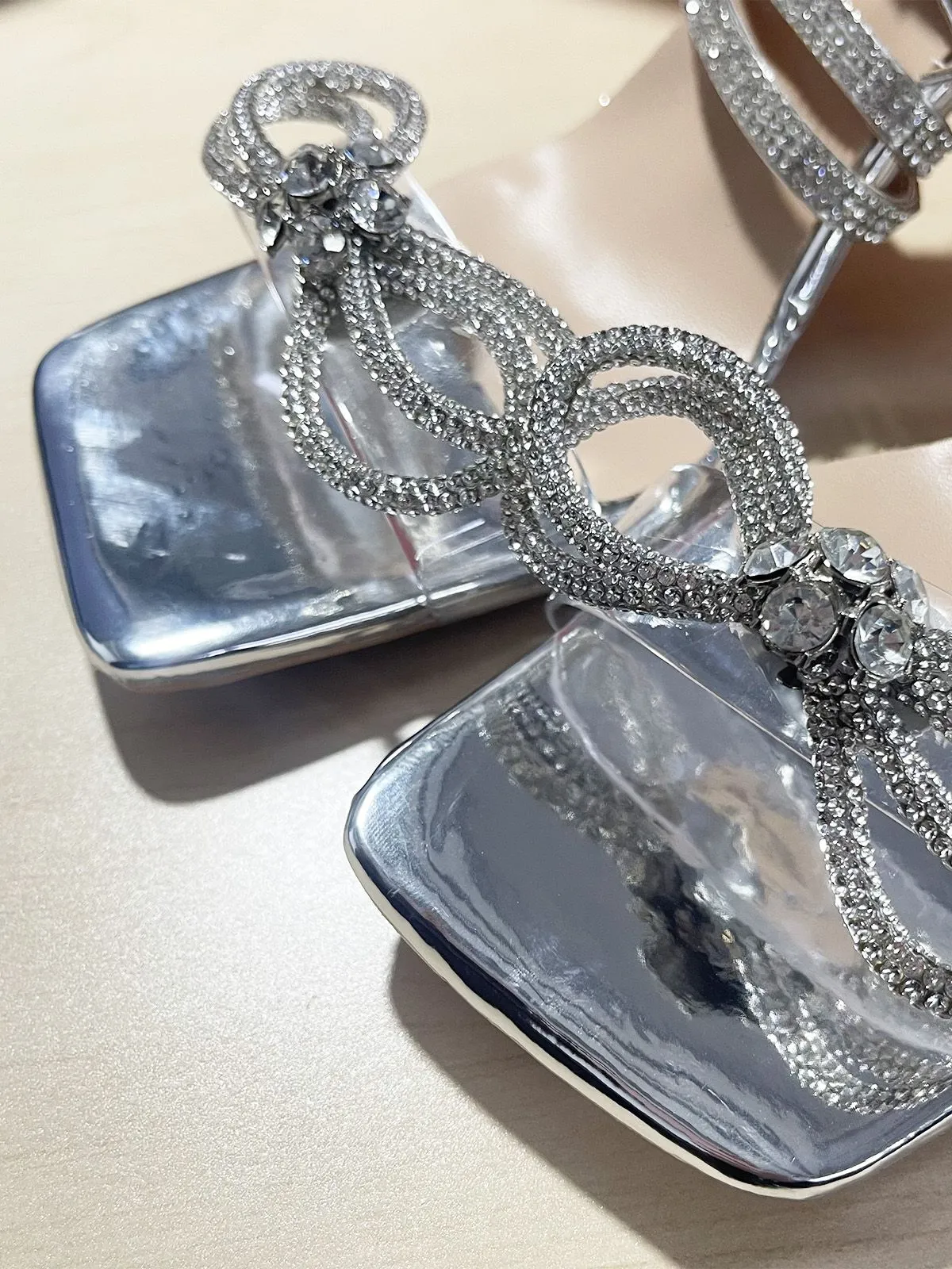 Silver Rhinestone Ankle Strap Heels sold by Retro Stage product image thumbnail 4