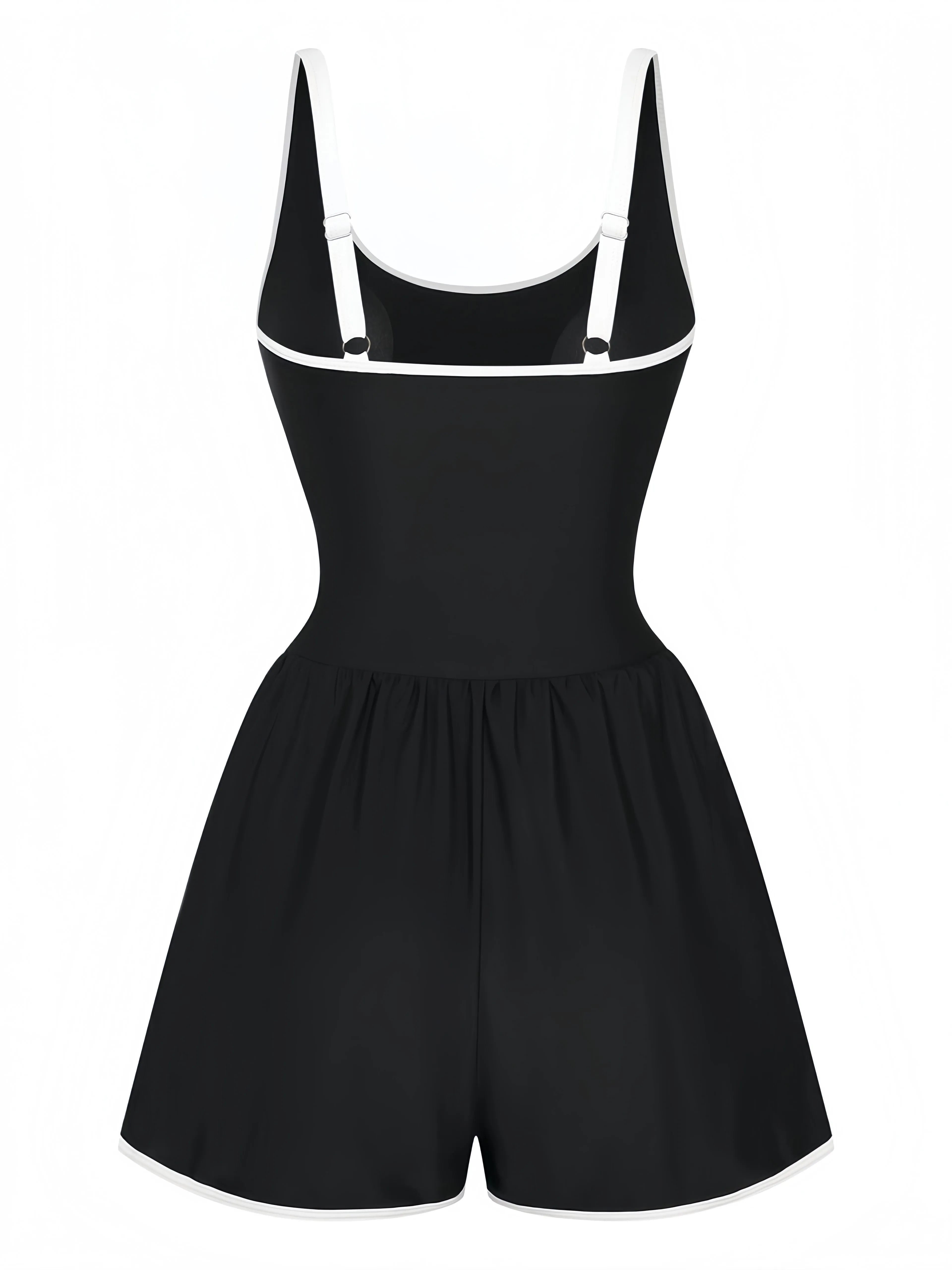 Black 1940s Floral Tankini One-Piece Swimsuit sold by Retro Stage product image thumbnail 3