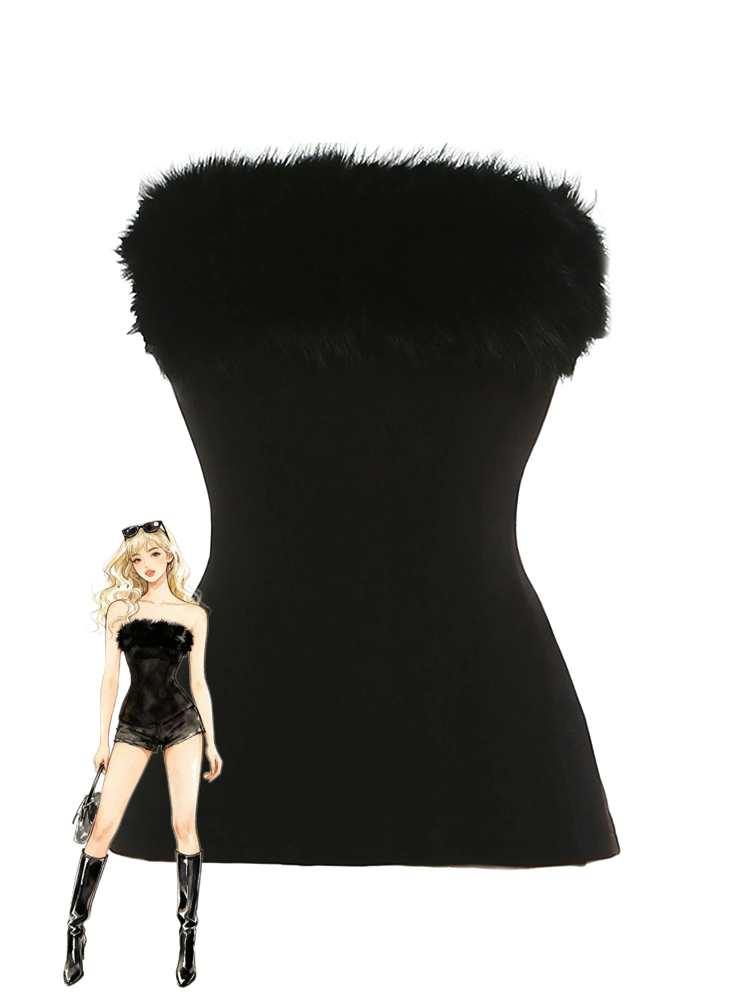 1980s Strapless Plush Fitted Solid Top sold by Retro Stage product image thumbnail 5