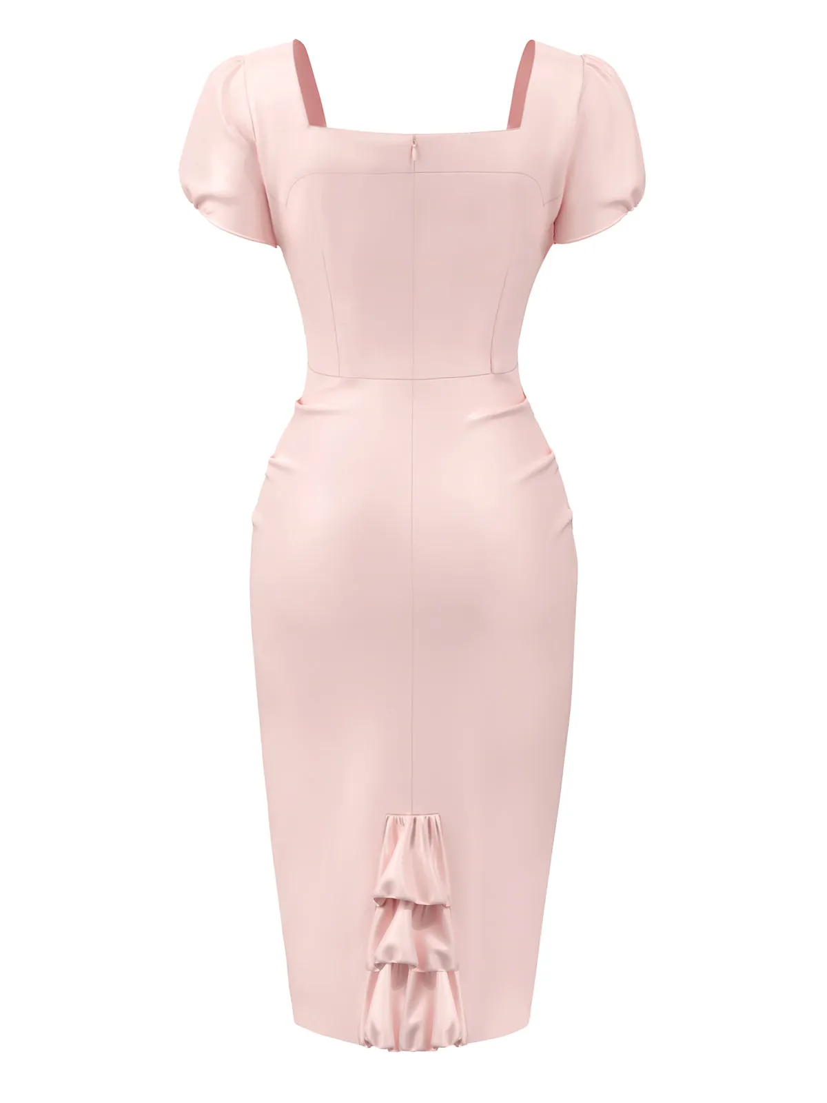 Pale Pink 1960s Heart Puff Pencil Dress sold by Retro Stage product image thumbnail 5