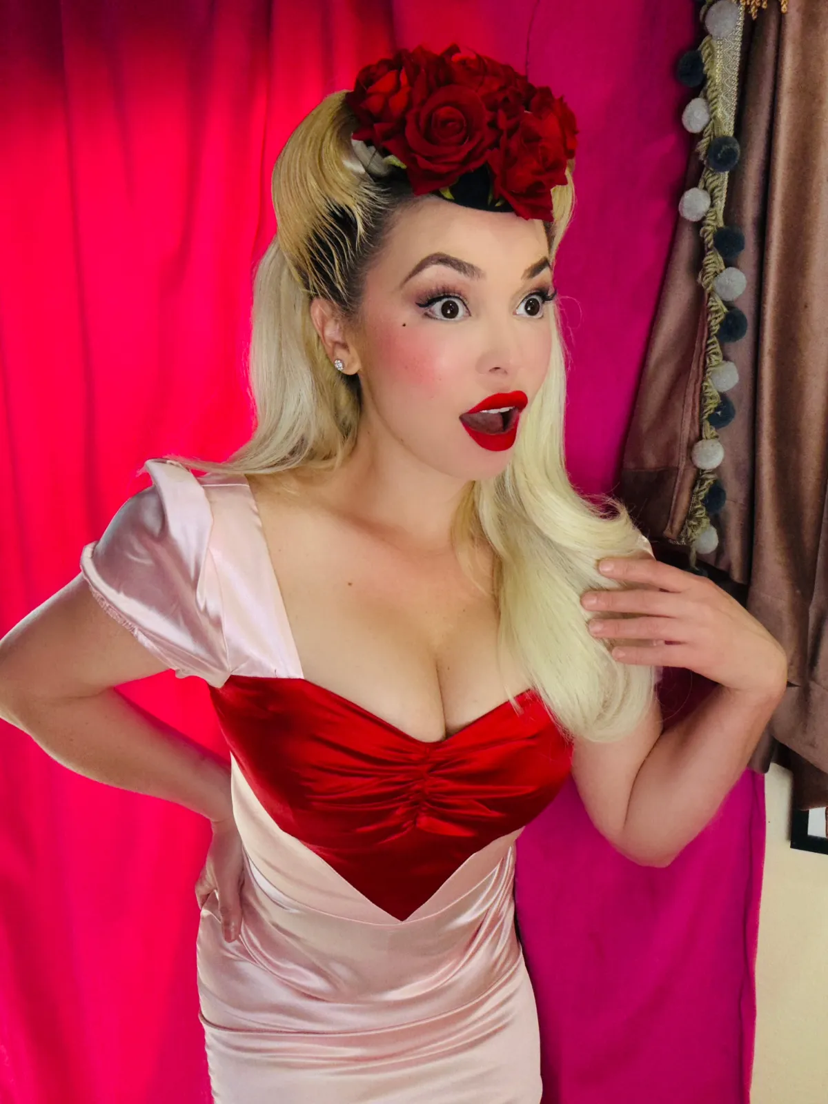 Pale Pink 1960s Heart Puff Pencil Dress sold by Retro Stage product image thumbnail 3