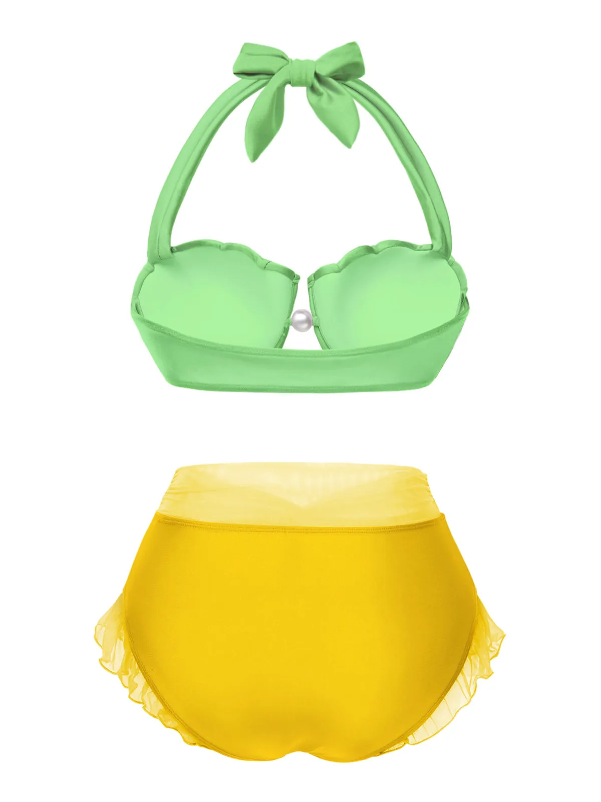 Yellow 1970s Mermaid Shell Halter Bikini Set sold by Retro Stage product image thumbnail 5