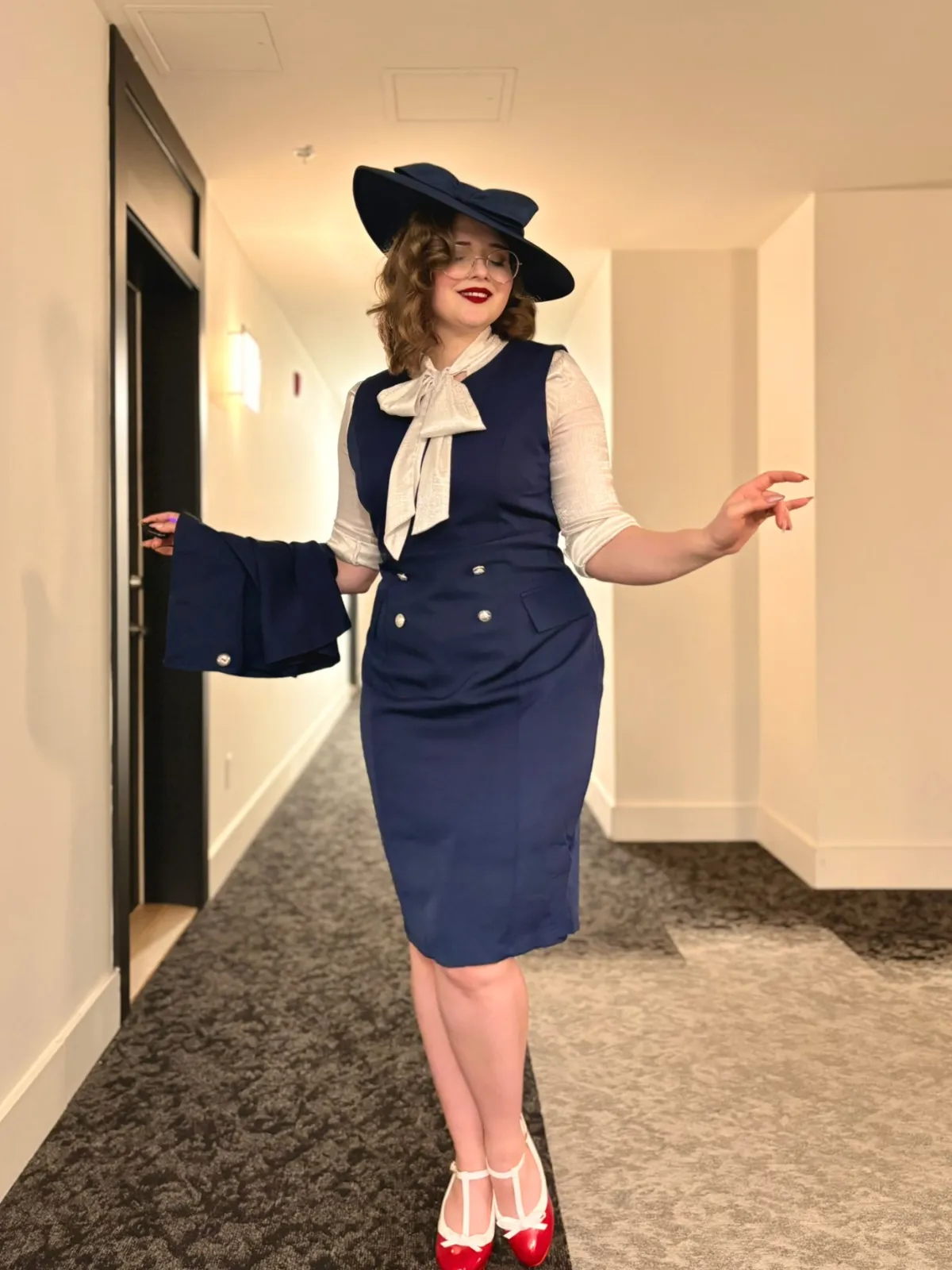 2PCS 1960s Button Work Pencil Dress sold by Retro Stage product image thumbnail 3