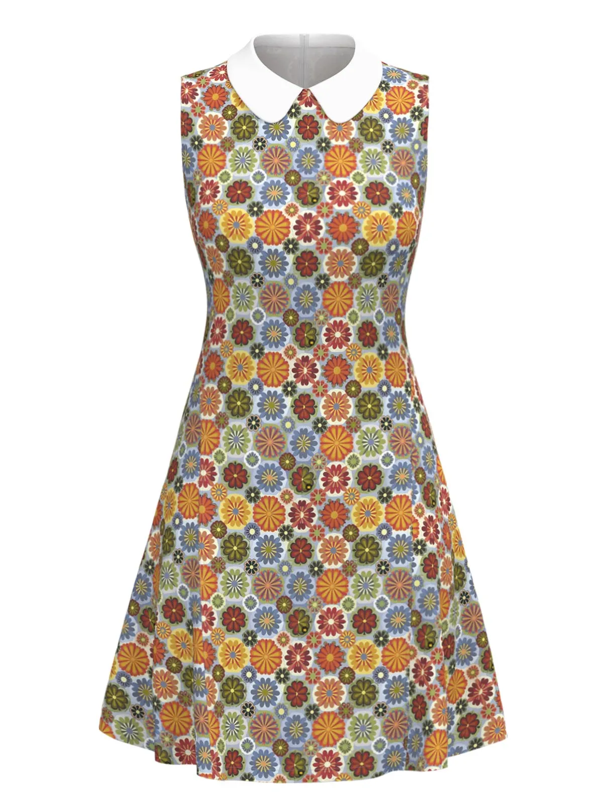 Orange 1960s Daisy Peter Pan Collar Dress sold by Retro Stage product image thumbnail 2