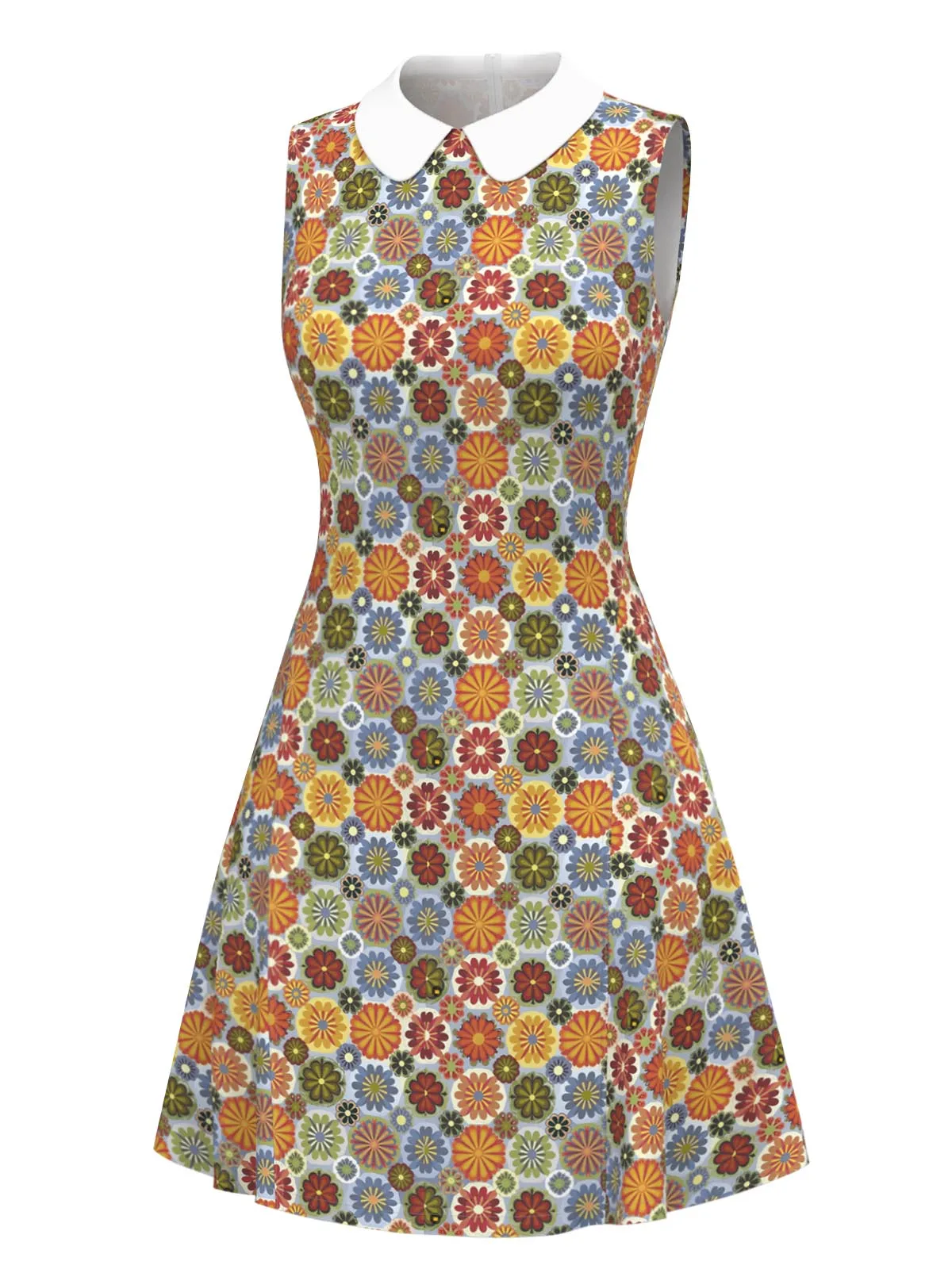 Orange 1960s Daisy Peter Pan Collar Dress sold by Retro Stage product image thumbnail 3