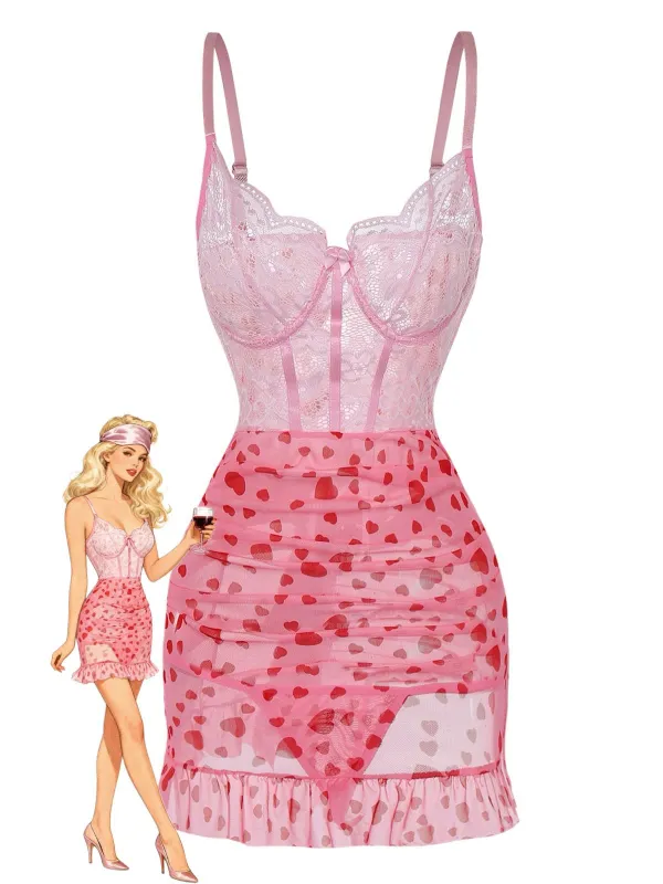 1980s Slip Lace Underwire Sheer Ruffle Nightgown sold by Retro Stage