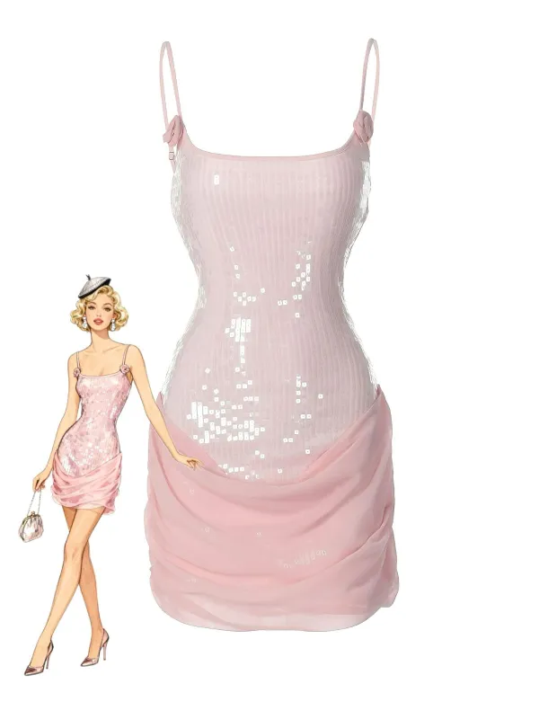 1980s Solid Sequined Patchwork Mini Dress made by Retro Stage