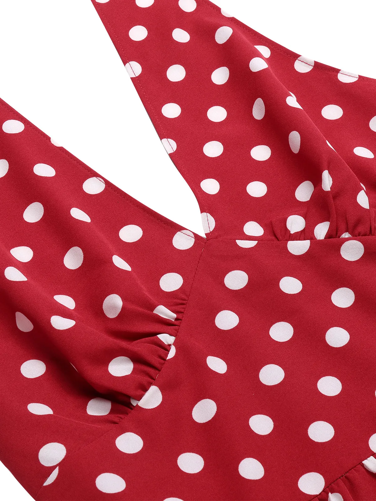 Red 1950s Polka Dot Halter Dress sold by Retro Stage product image thumbnail 5