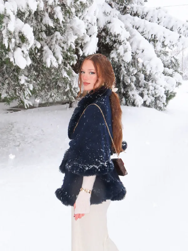 1950s Fur Collar Double Layer Cape Shawl sold by Retro Stage