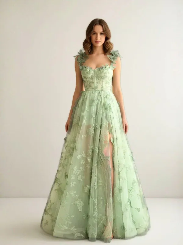1930s Spaghetti Strap 3D Butterflies Mesh Maxi Dress made by Retro Stage