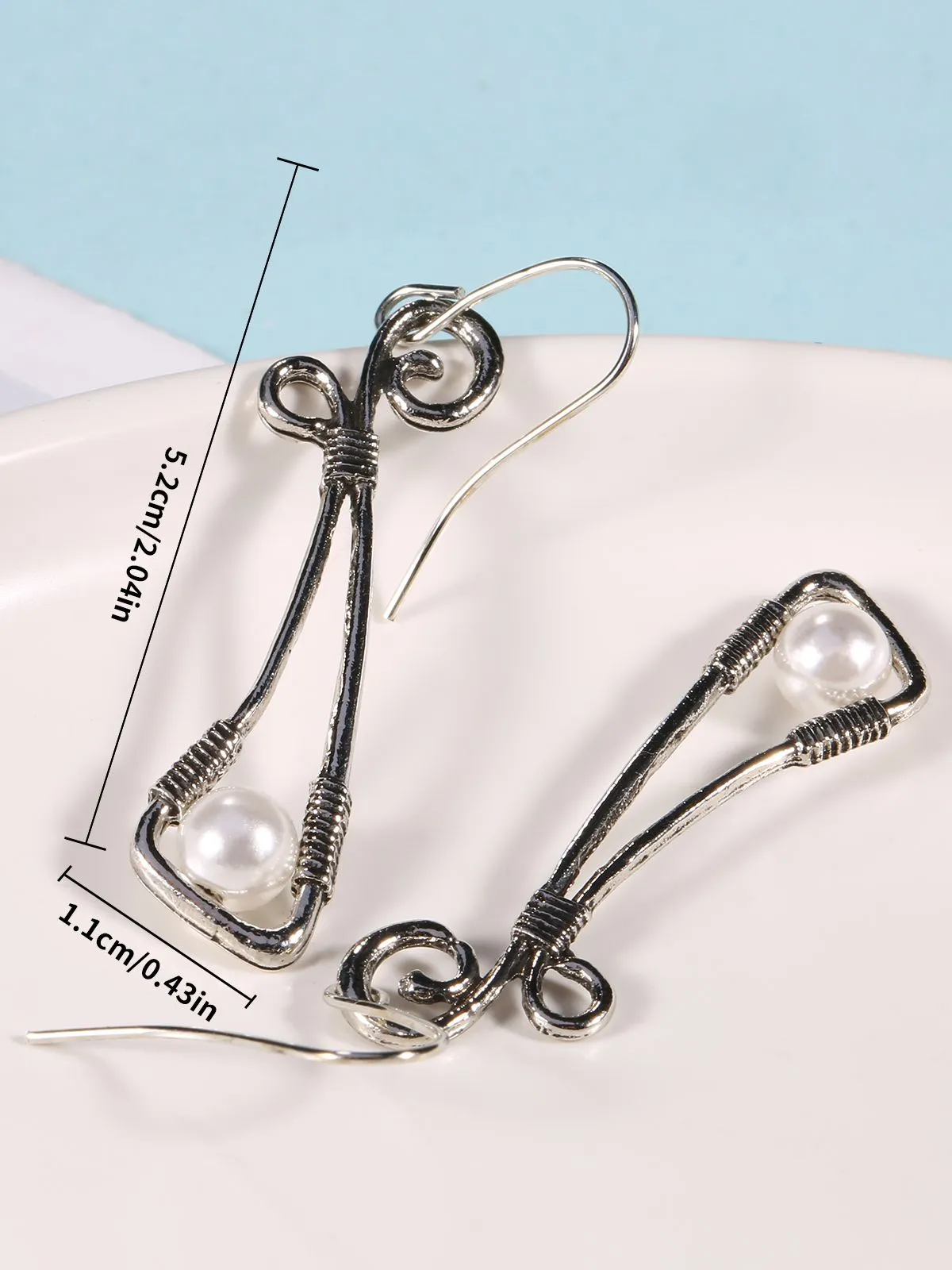 Vintage Silver Wire-Wrapped Pearl Drop Earrings sold by Retro Stage product image thumbnail 2