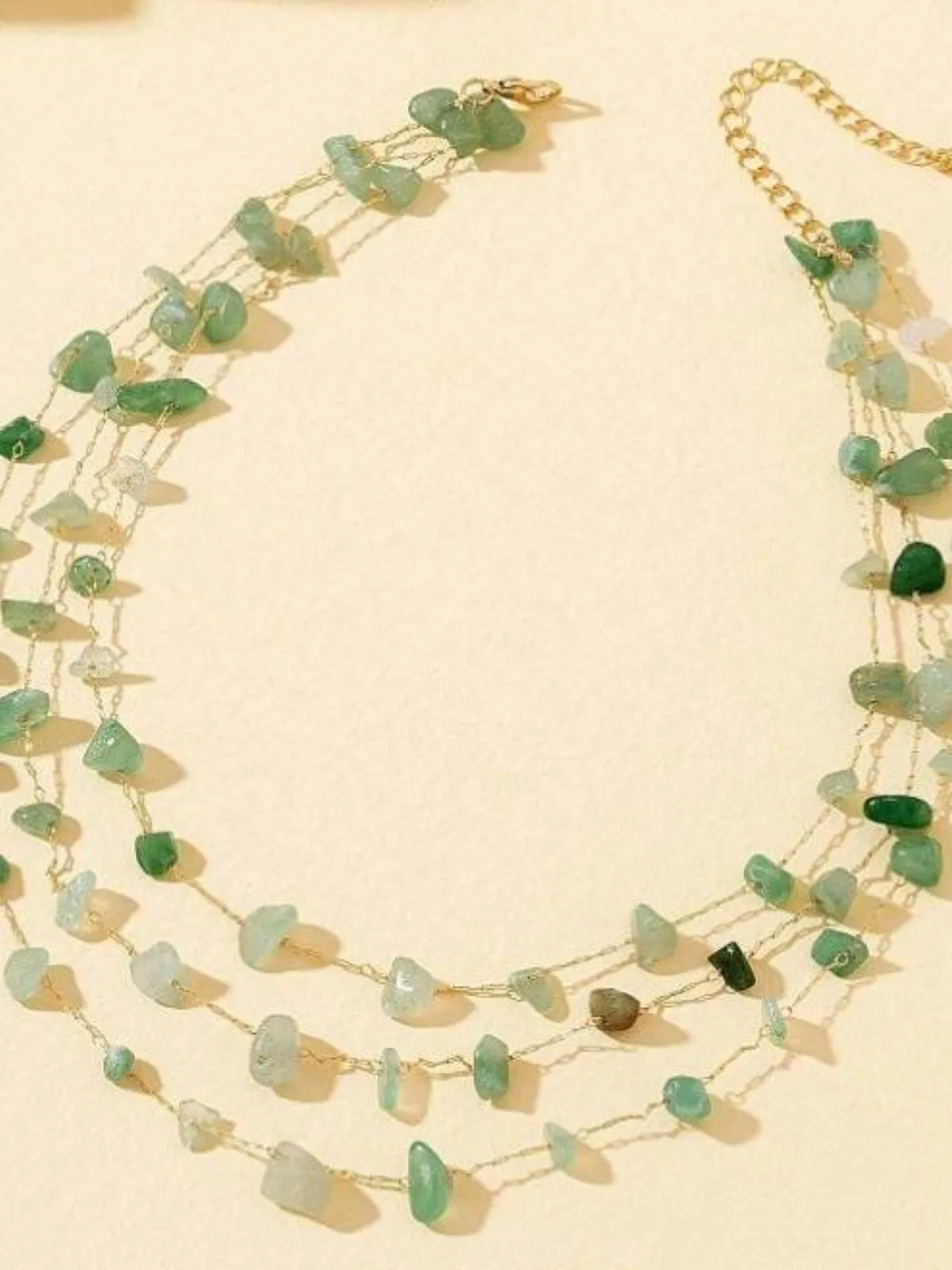 Gradient Metal Button Natural Stone Chip Necklace sold by Retro Stage product image thumbnail 2