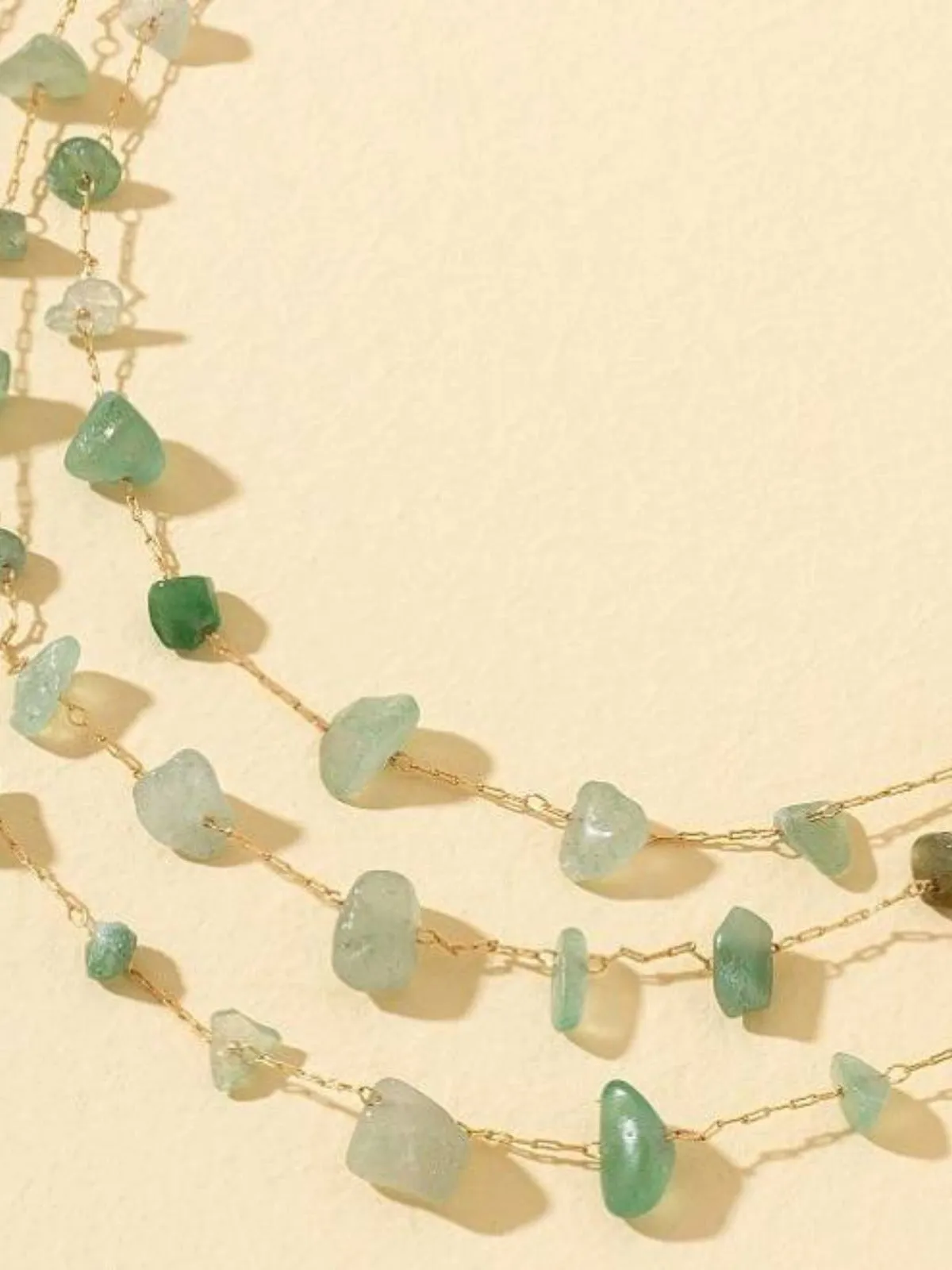 Gradient Metal Button Natural Stone Chip Necklace sold by Retro Stage product image thumbnail 3