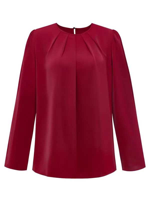 1960s Round Neck Solid Long Sleeve Blouse made by Retro Stage