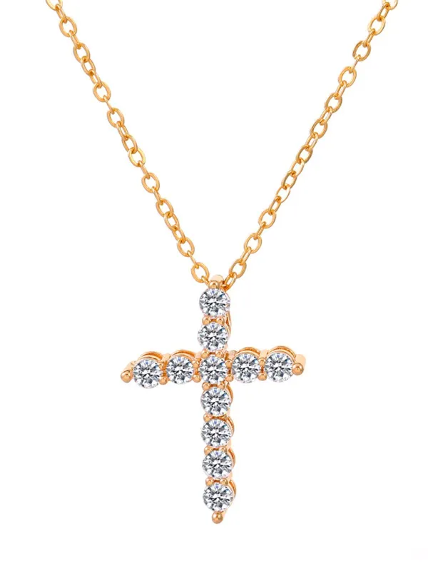 Gold Cross Necklace with Rhinestone Detailing sold by Retro Stage