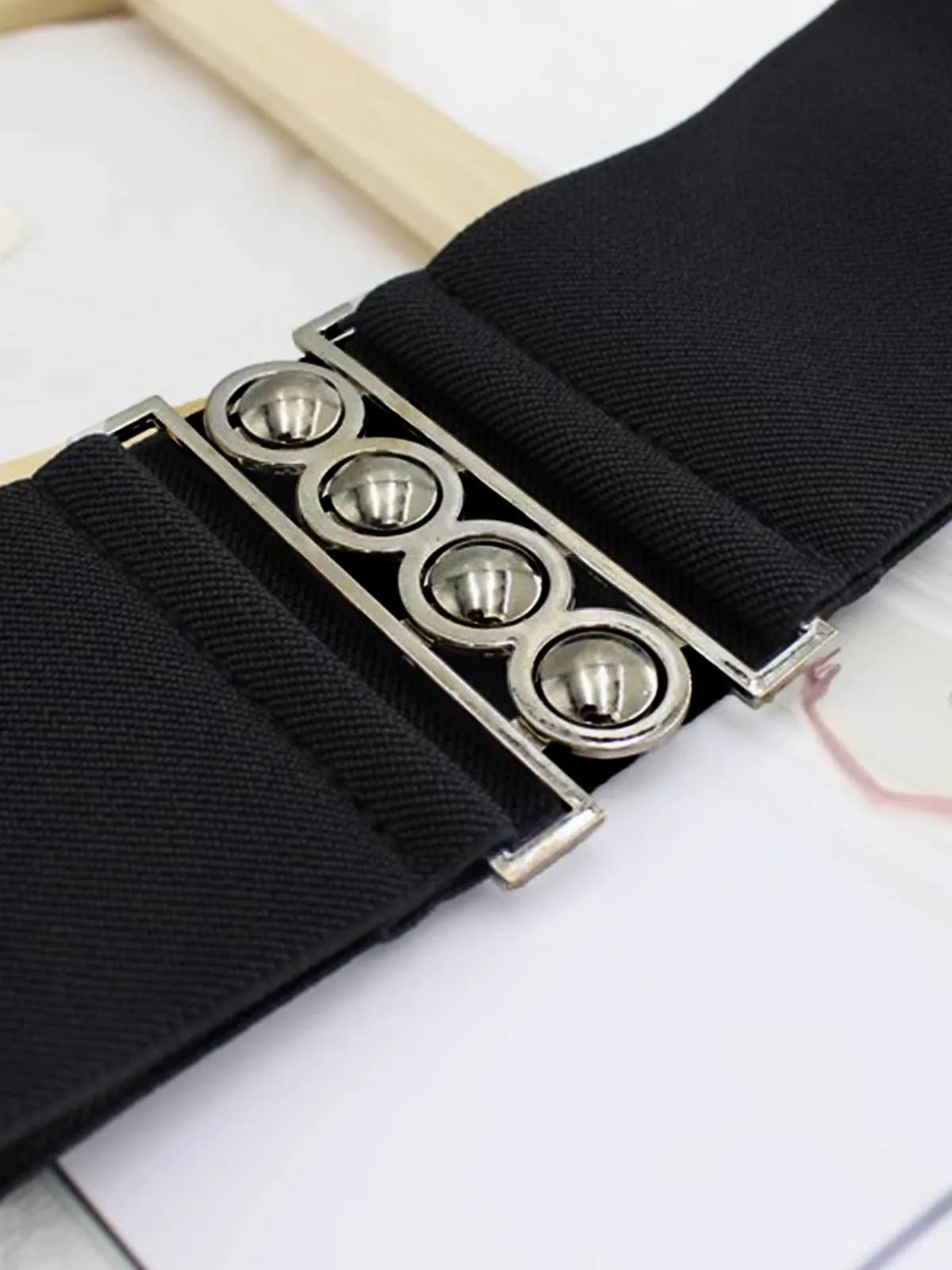 Black Vintage Elastic Metal Buckle Belt sold by Retro Stage product image thumbnail 3