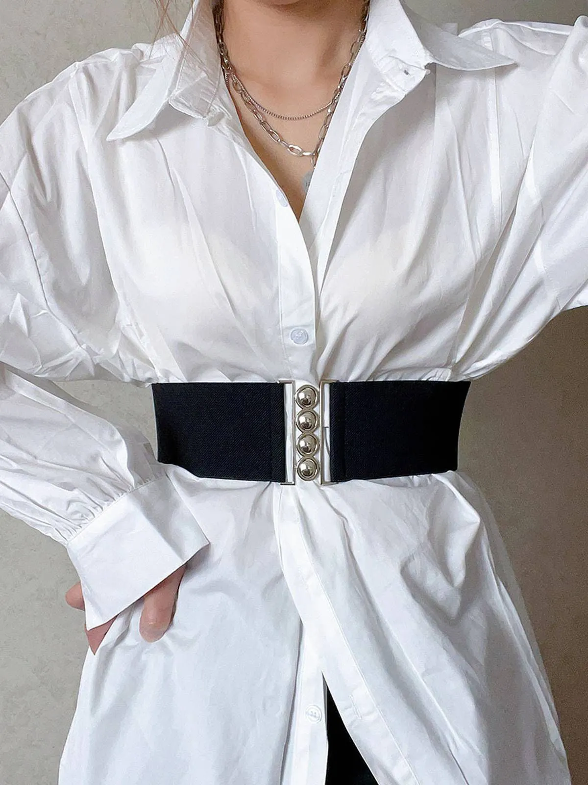Black Vintage Elastic Metal Buckle Belt sold by Retro Stage