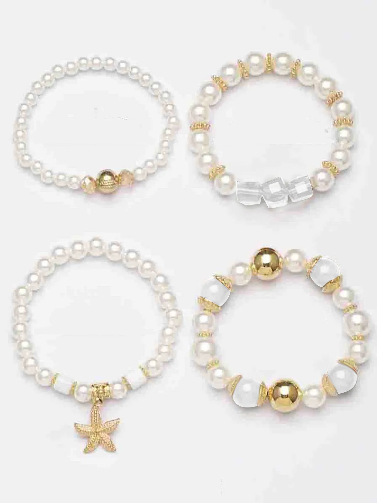 4PCS Boho Starfish Faux Pearl Bracelet Set sold by Retro Stage product image thumbnail 2