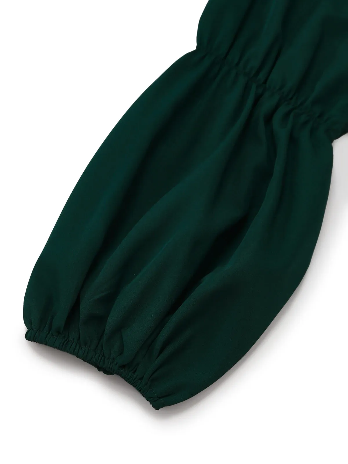 Green 1950s Solid Square Neck Puff Sleeve Dress sold by Retro Stage product image thumbnail 4