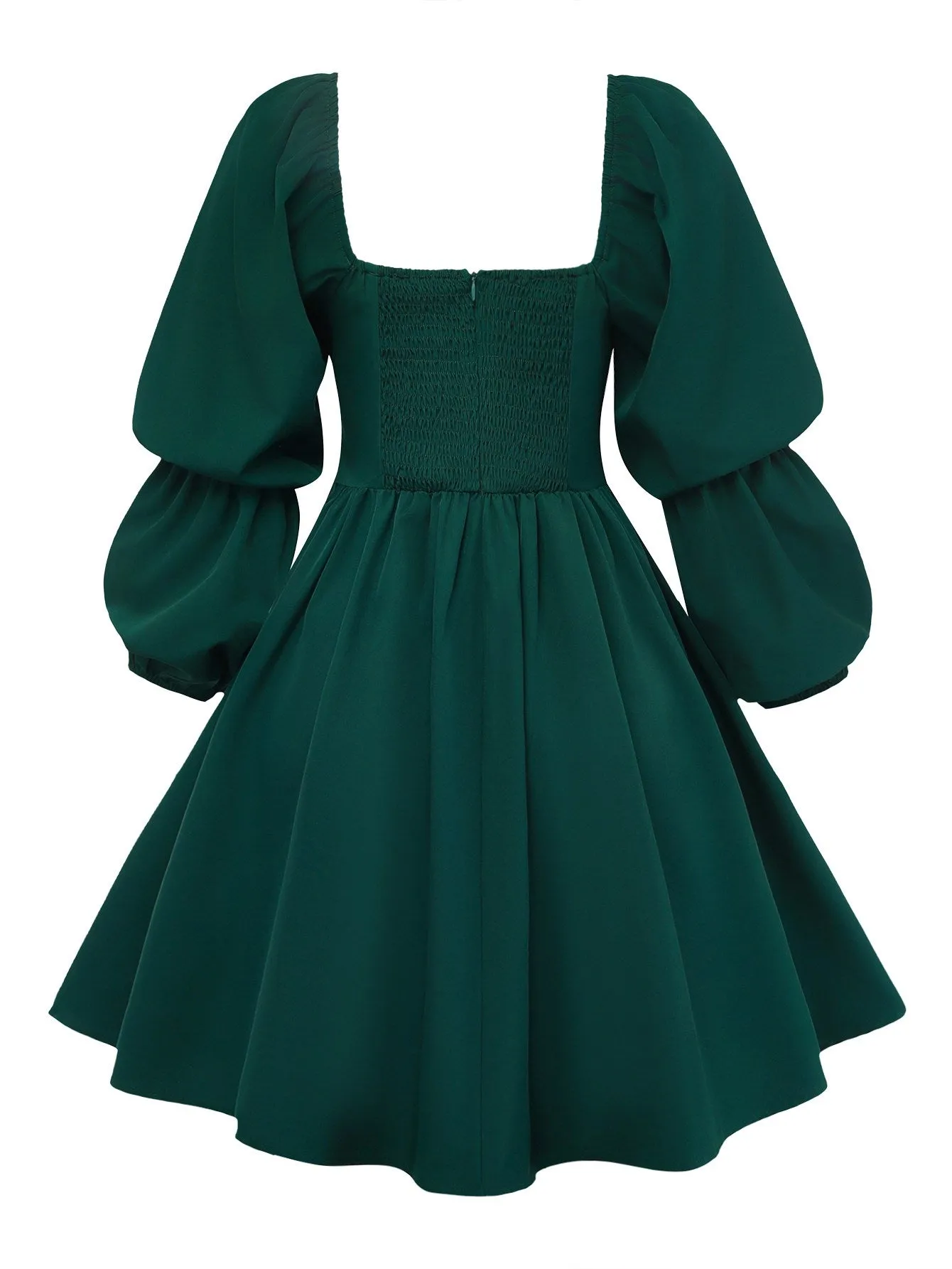 Green 1950s Solid Square Neck Puff Sleeve Dress sold by Retro Stage product image thumbnail 2