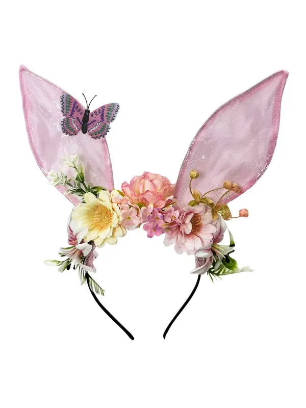 3D Floral Butterfly Mesh Rabbit Headband made by Retro Stage