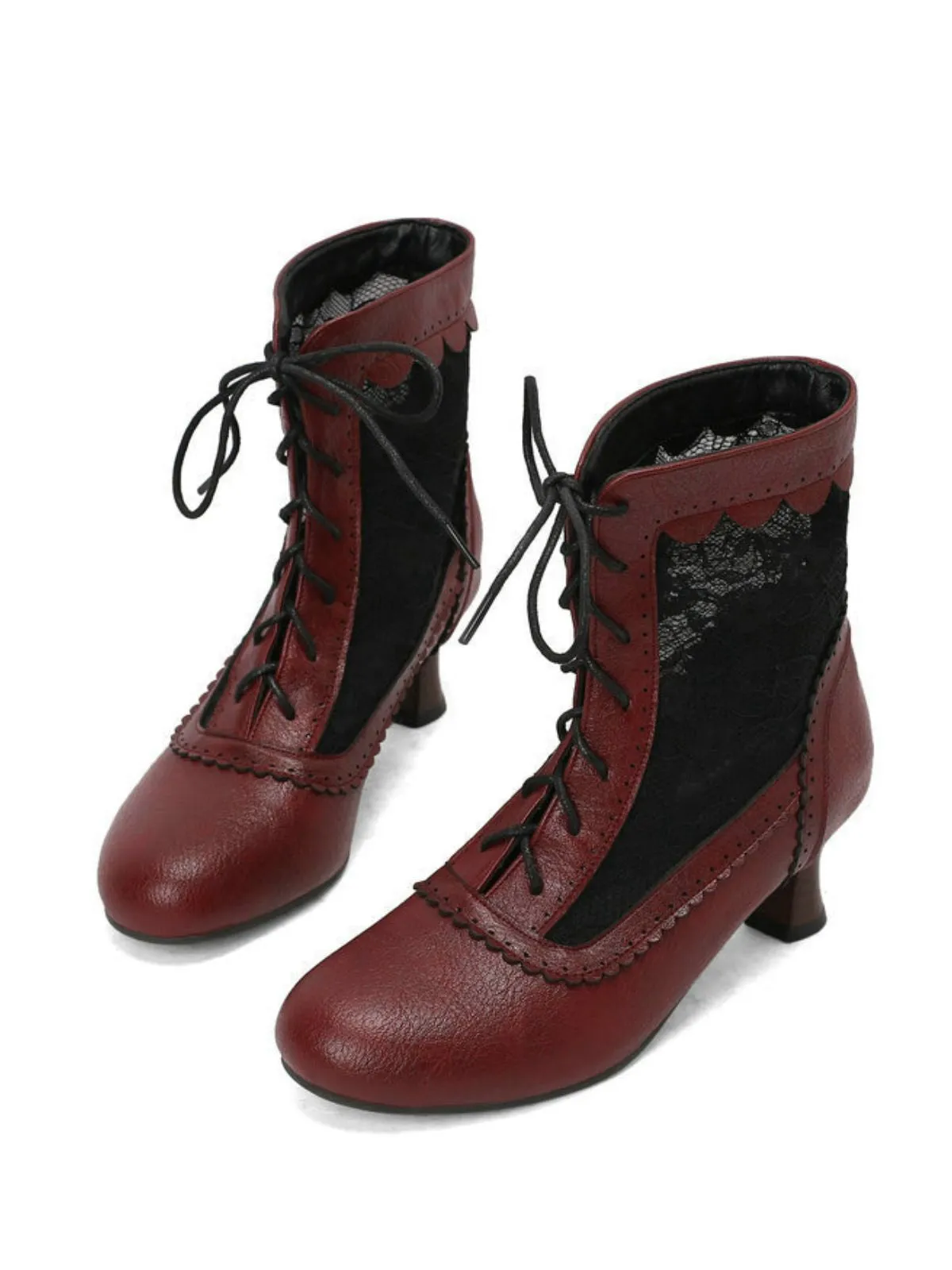 Vintage Floral Lace Low-Heeled Boots sold by Retro Stage product image thumbnail 5