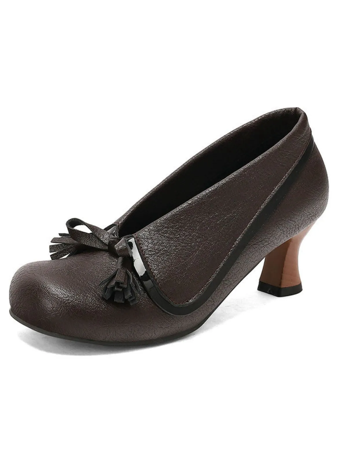 Retro Bow PU Round-Toe Chunky Heel Shoes sold by Retro Stage product image thumbnail 5