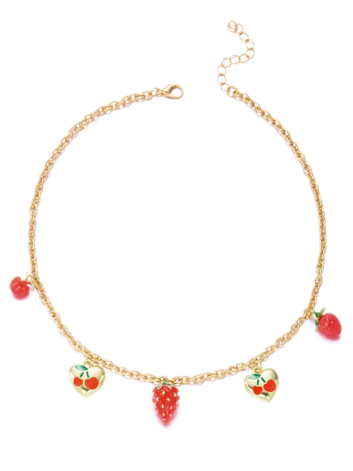 Strawberry Heart Pendant Gold Chain Necklace sold by Retro Stage product image thumbnail 3