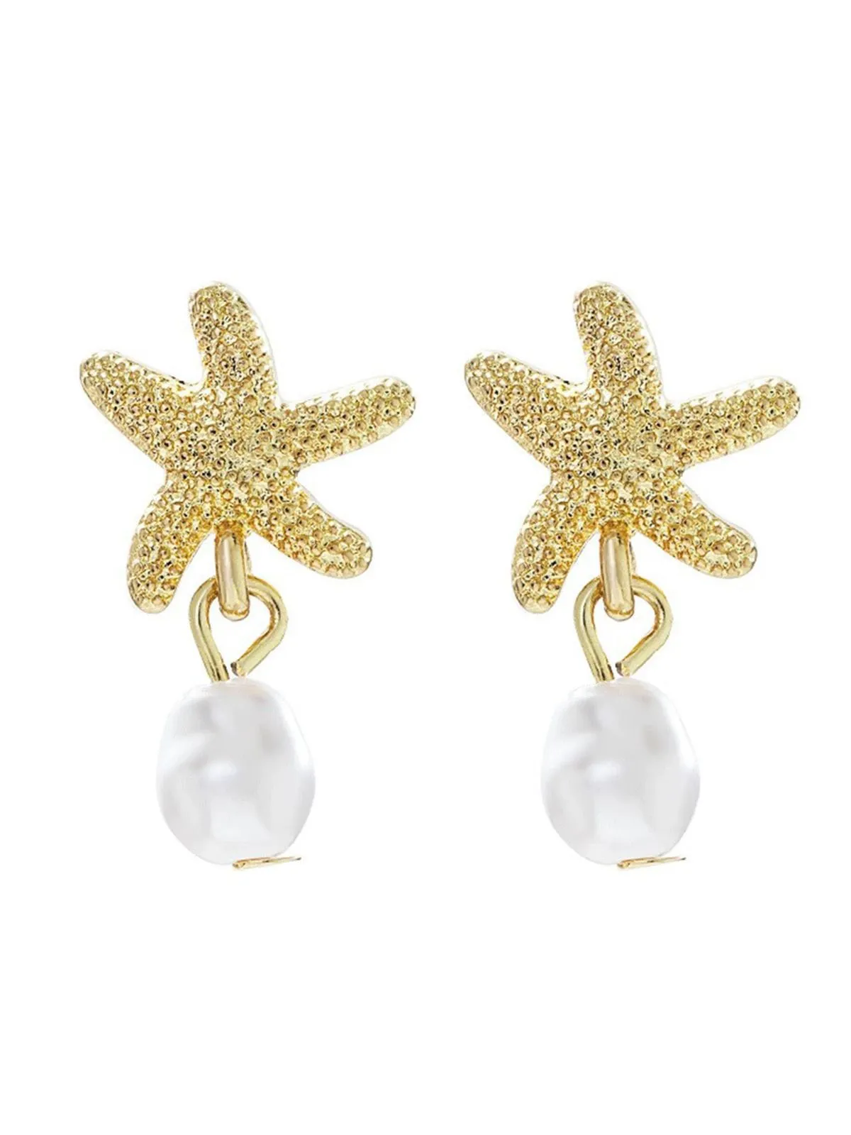Vintage Alloy Starfish & Pearl Earrings sold by Retro Stage product image thumbnail 2