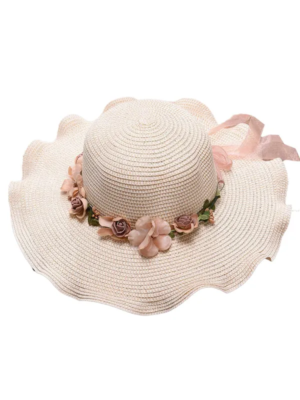 Vintage 3D Floral Raffia Fringe Brim Sun Hat sold by Retro Stage